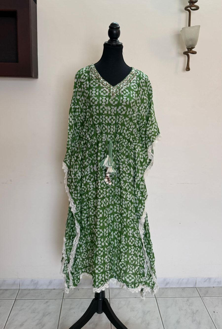 Green Kaftan with Waist Tie