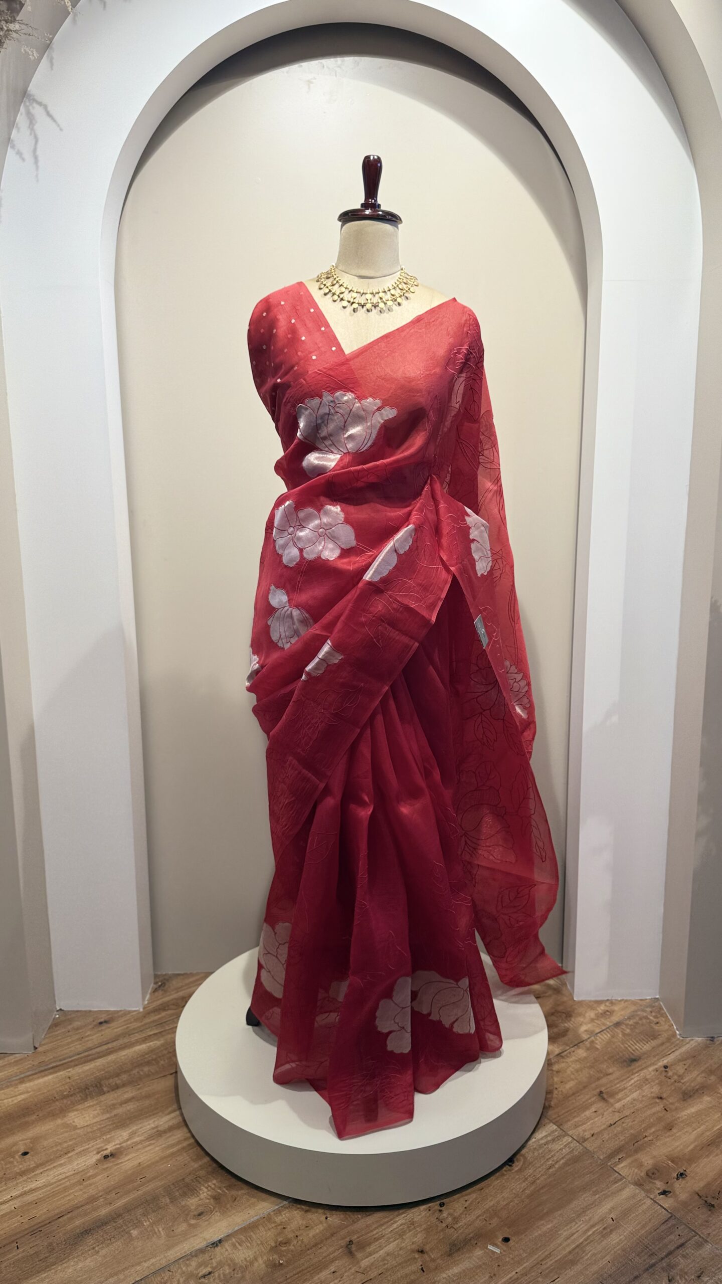 Ruby Bloom Organza Saree