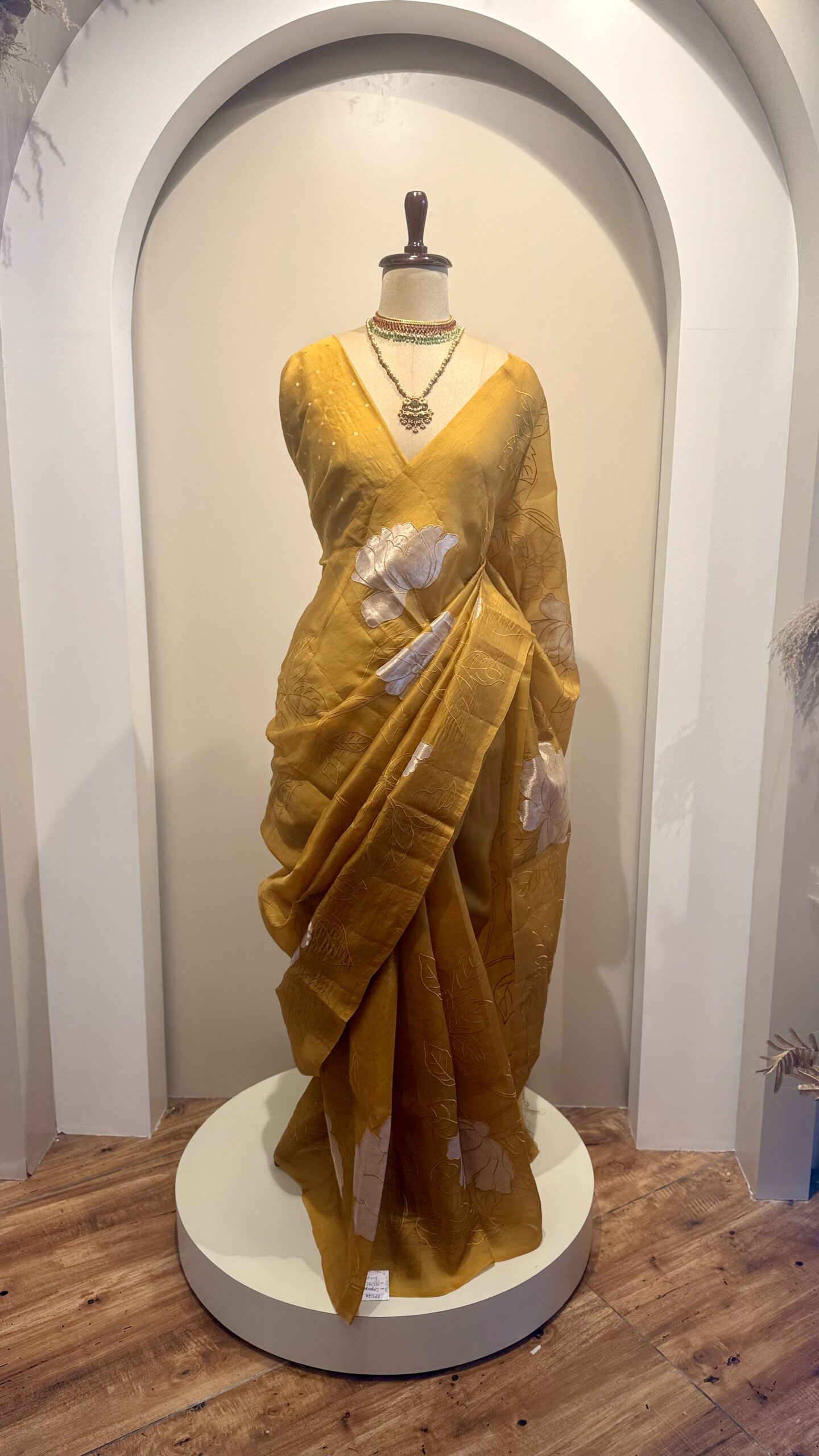 Gold Mustard Bloom Organza Saree